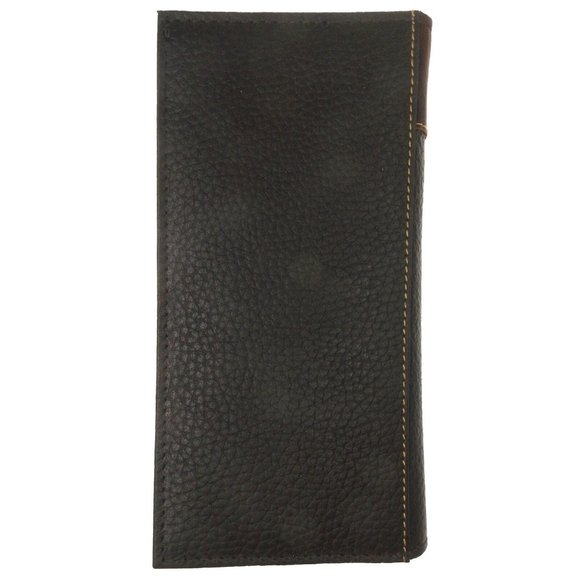 American Bison Rodeo Leather Wallet Buffalo Concho Milled Cutout Brown Checkbook - Picture 3 of 3